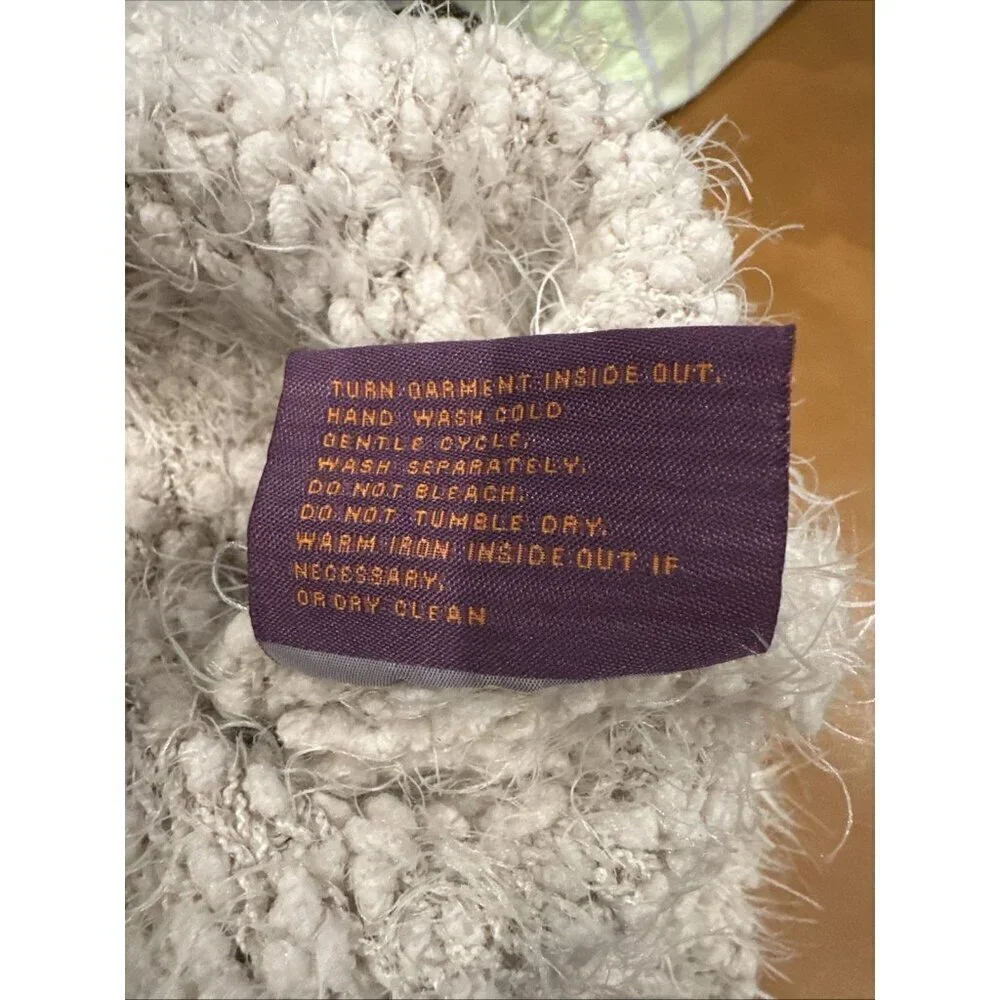 Anthropologie Sweet Sinammon Beige Gray Fuzzy Sweater Croppd Sz M Medium